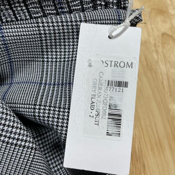 Reformation NWT Cameran Jumpsuit Grey Plaid Size 2 Adjustable Corset Bodice - Picture 7 of 14